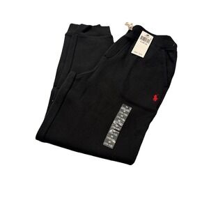 Polo Ralph Lauren Black Sweatpants Fleece Joggers Pony Logo Boys Size MEDIUM
